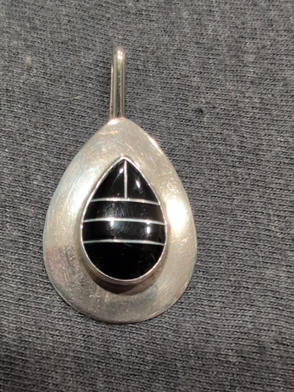 Sterling Teardrop Pendant with Black Onxy Inlay